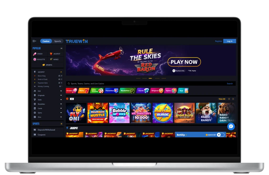 TrueWin login on desktop