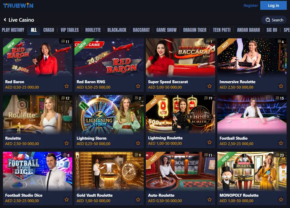 TrueWin casino after login