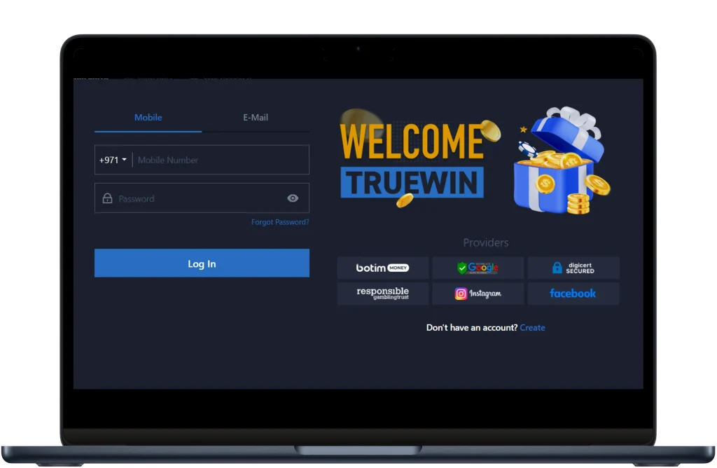 TrueWin account login page