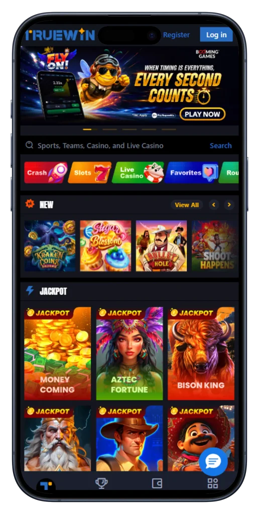 TrueWin login on mobile